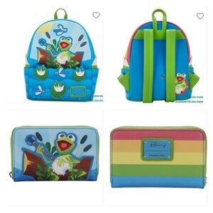 Loungefly Disney Kermit the Frog Rainbow Connection Mini Backpack & Wallet